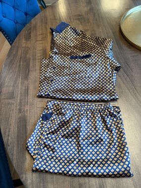 Men's Navy and Gold Printed Sleep Set - Brand Unspecified